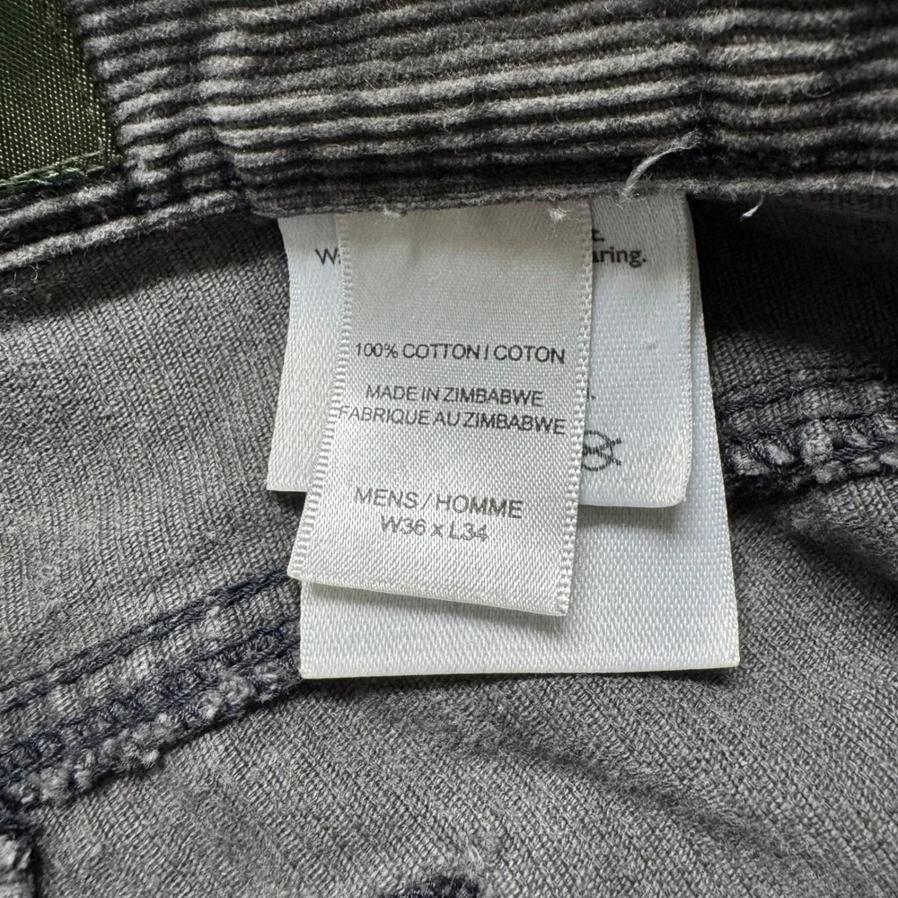 Eddie Bauer Corduroy Pants Mens 36x34 Gray Straight Leg Cotton 5-Pocket 0118